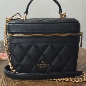 Kate Spade Black Quilted Crossbody with Gold Chain Vanity Bag